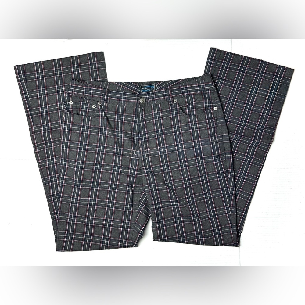 Vintage Weathervane Women’s Juniors 13 / 14 Black Plaid Dress Pants 90s Flare